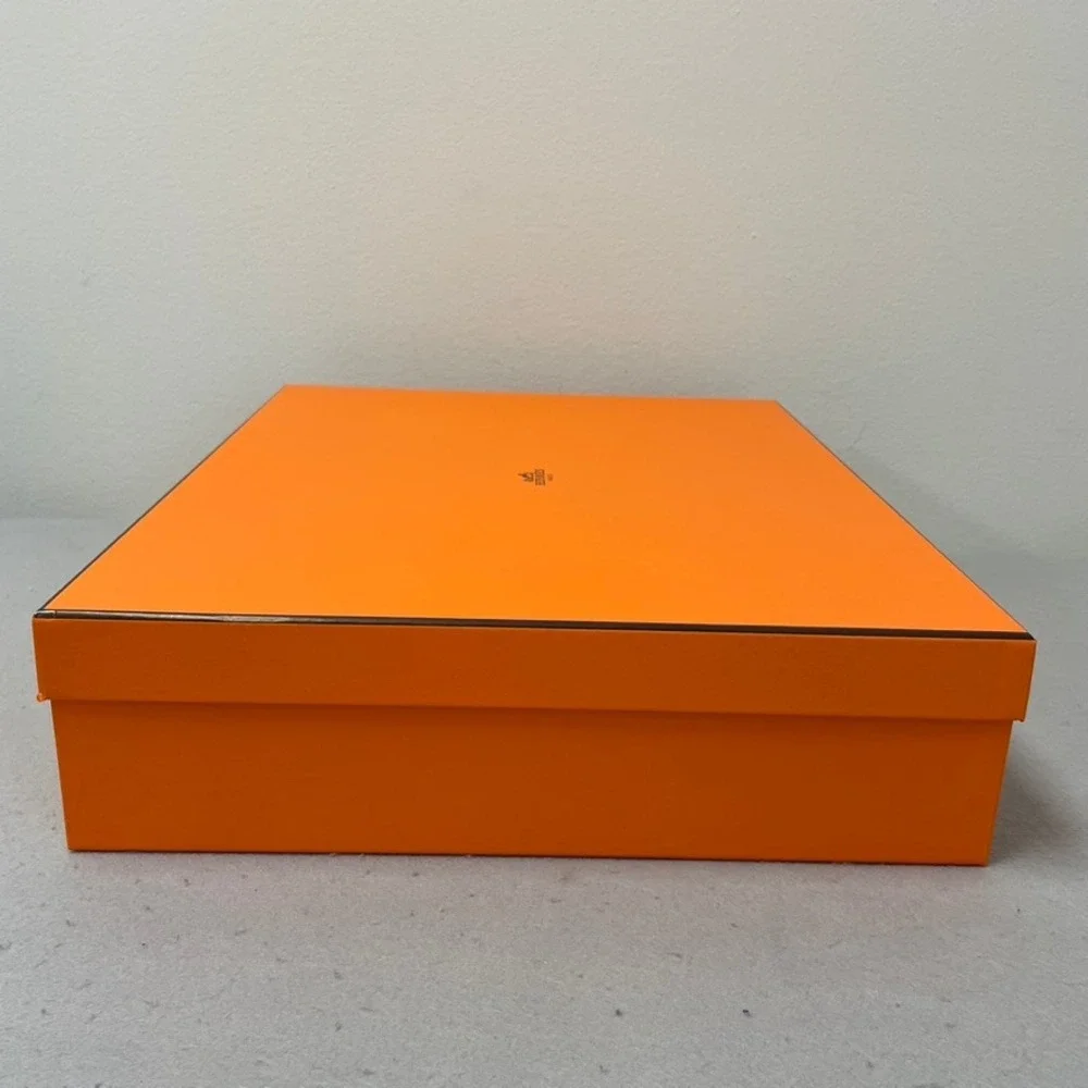 Hermes Empty Storage Box Orange Magnetic Ribbon Tissue Paper 17.75x14.75x4